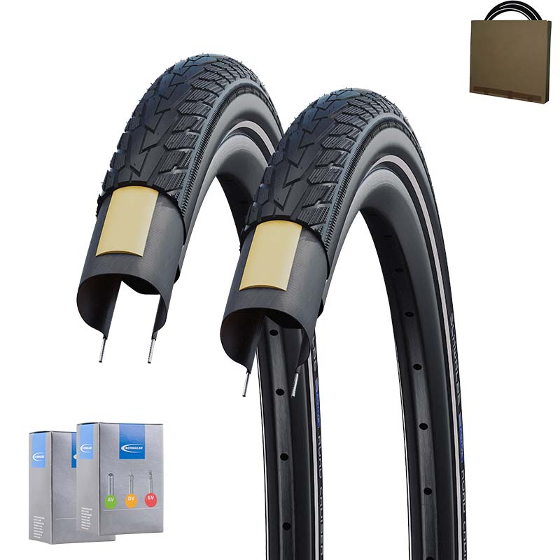 2x SCHWALBE City Reifen Road Cruiser HS484 20 - 28 Zoll schwarz Reflex | Schlauch wählbar