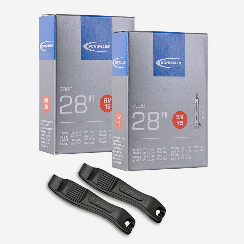 2x SCHWALBE Rennrad Schlauch SV15 28 Zoll | 18/28-622/630 Sclaverand 40mm m/o Reifenheber