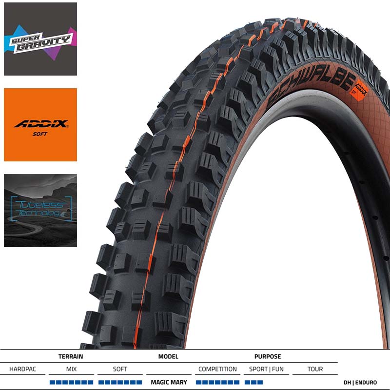 SCHWALBE MTB Downhill Reifen Magic Mary 27.5x2.40 | 62-584 TLE Addix Soft schwarz/bonze