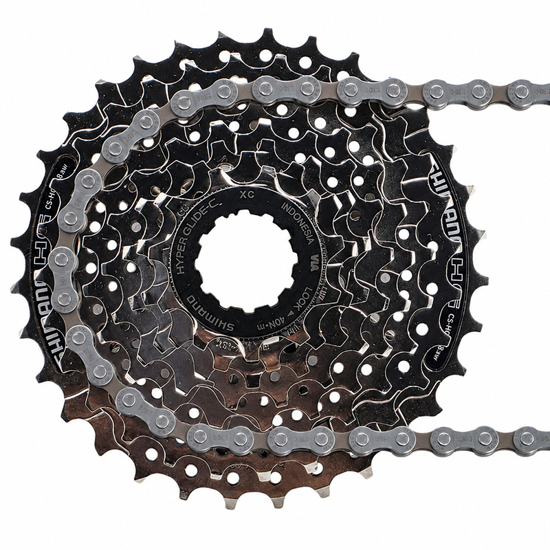 SHIMANO Kassette Zahnkranz 8-Fach CS-HG41 11 - 34 Zähne Altus + Fahrradkette HG40 116 Glieder