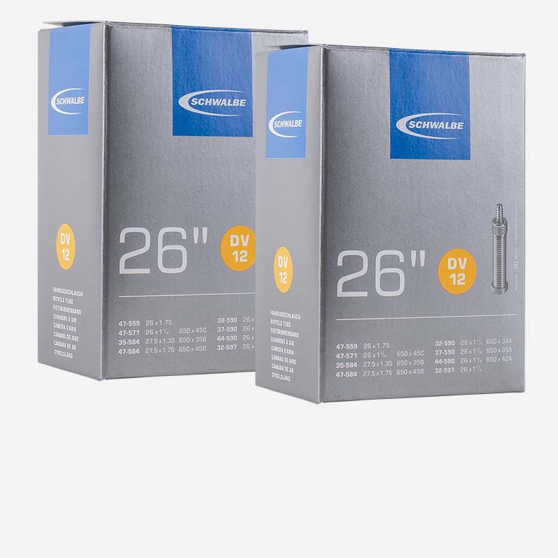 2x SCHWALBE Schlauch DV12 26 Zoll | 32/47-590 Blitzventil 