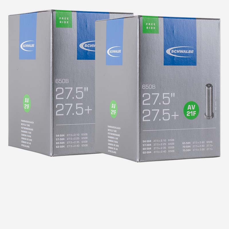 2x SCHWALBE Freeride Schlauch AV21F 27,5 Zoll Plus | 54/75-584 Autoventil 