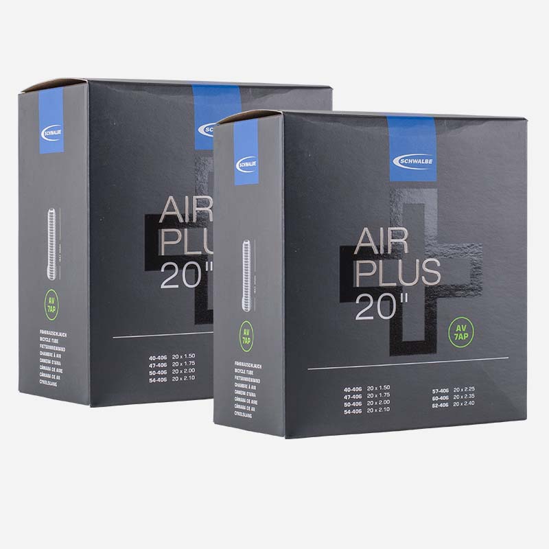 2x SCHWALBE Schlauch 20 Zoll Air Plus AV7AP Autoventil Pannenschutz 