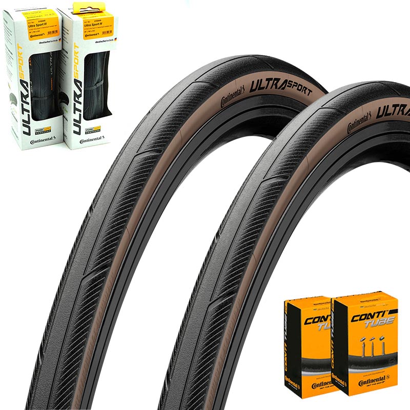 2x CONTINENTAL Rennrad Reifen Ultra Sport III 700x28C | 28-622 schwarz/braun