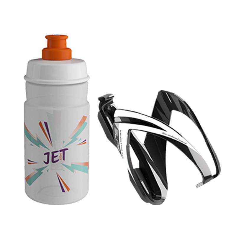 ELITE Kinder Trinkflasche + Flaschenhalter Kit Jet/Ceo 350ml schwarz/weiß/orange ELITE Kinder Trinkflasche + Flaschenhalter Kit Jet/Ceo 350ml schwarz/weiß/orange