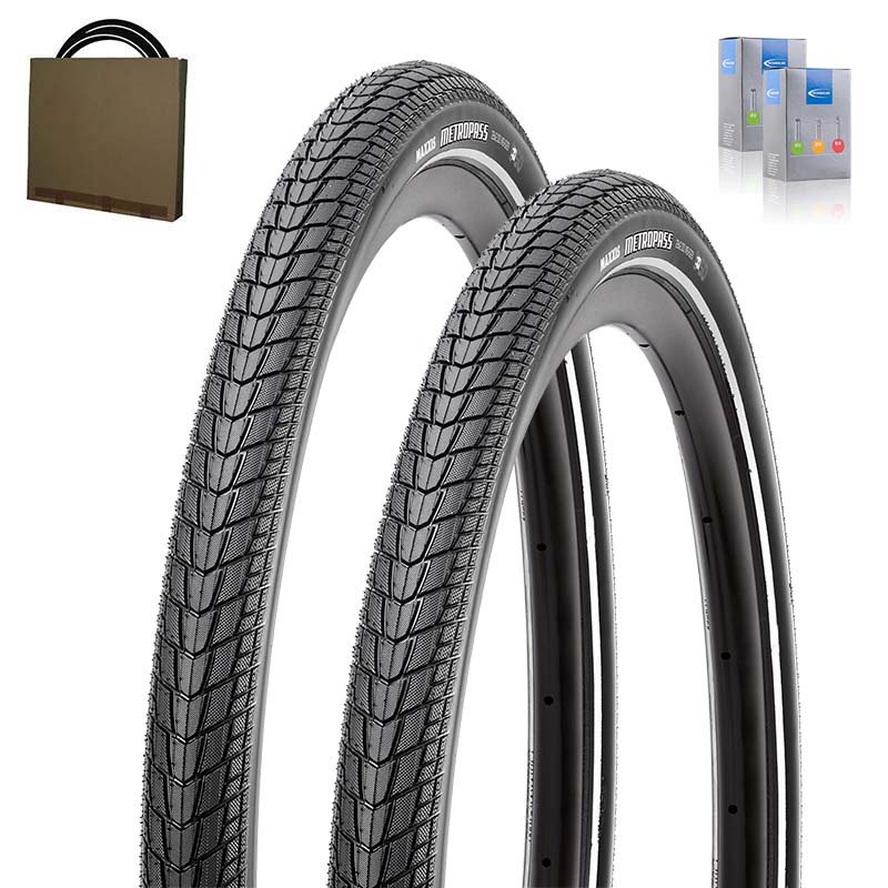 2x MAXXIS E-Bike Pannenschutz Reifen MetroPass Pro 27.5x2.00 | 59-584 schwarz Reflex mit SV Schlauch