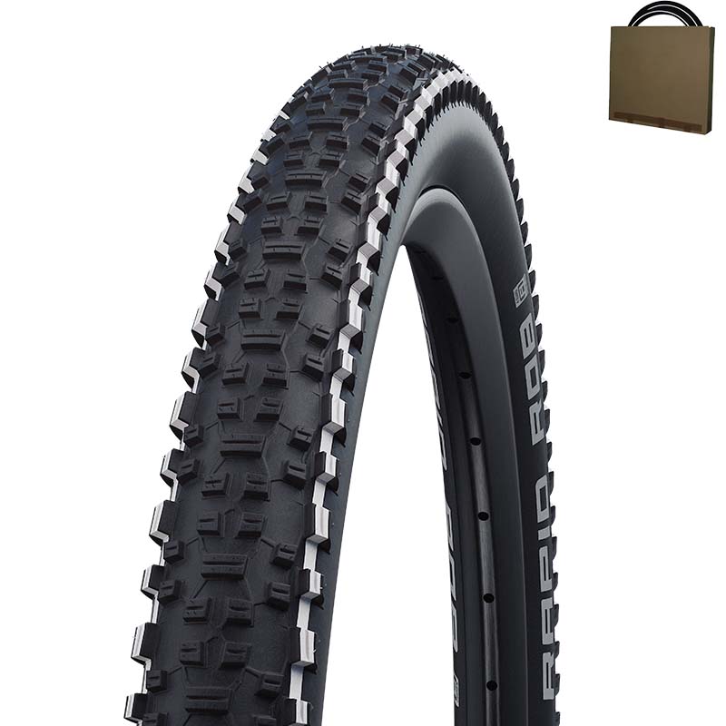 SCHWALBE MTB Reifen Rapid Rob HS425 26 - 29 Zoll schwarz weißer streifen | Schlauch wählbar