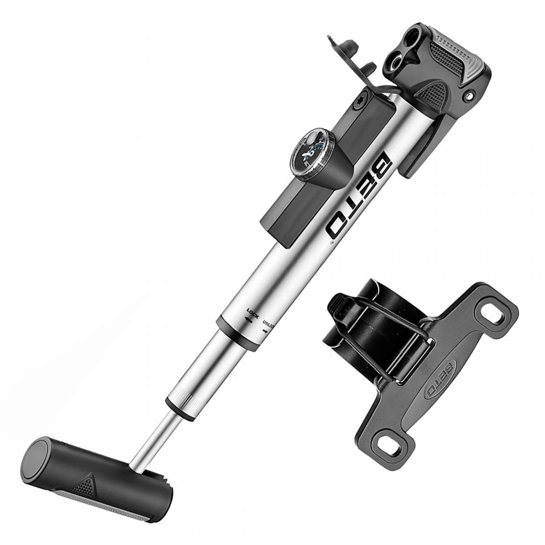 Beto Minipumpe Aluminium mit Manometer Teleskop-Griff