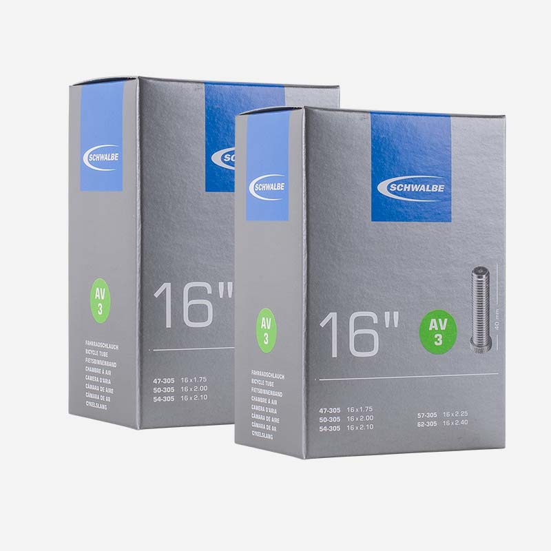 2x SCHWALBE Fahrradschlauch 16 Zoll AV3 47/62-305 Autoventil 