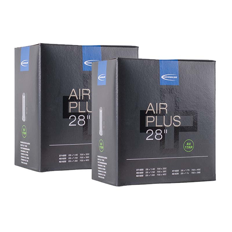 2x SCHWALBE Schlauch Air Plus AV17AP 28 Zoll | 37/47-622 Autoventil Pannenschutz 