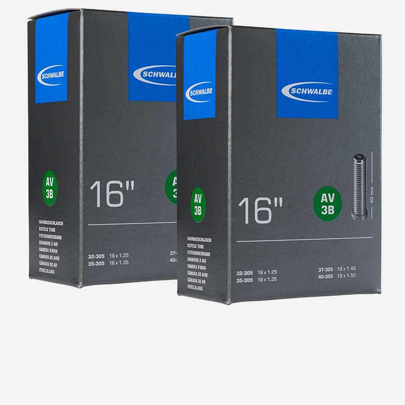 2x SCHWALBE Schlauch AV3B 16 Zoll | 32/40-203 Autoventil 