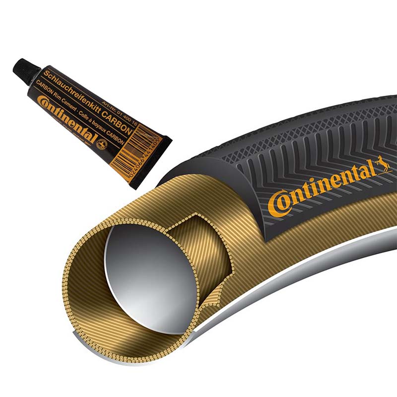 CONTINENTAL Schlauchreifen GIRO 27x1 (28-22mm) schwarz/transparent mit Kleber Carbon