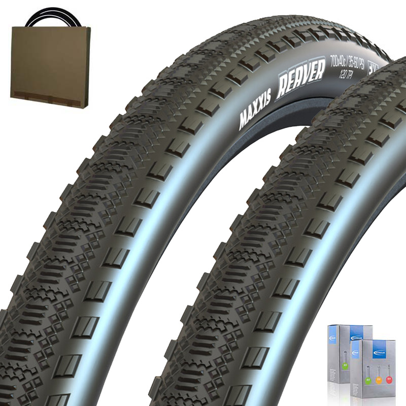 2x MAXXIS Gravelbike Reifen 28x1.50 | 40-622 Reaver EXO schwarz mit SV Schlauch 50mm