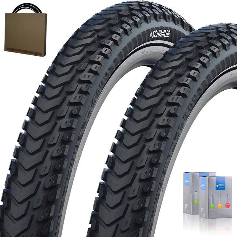 2x SCHWALBE Reifen Marathon Mondial  28x2.25 | 57-622 HS630 RaceGuard Pannenschutz Reflex mit SV Schlauch