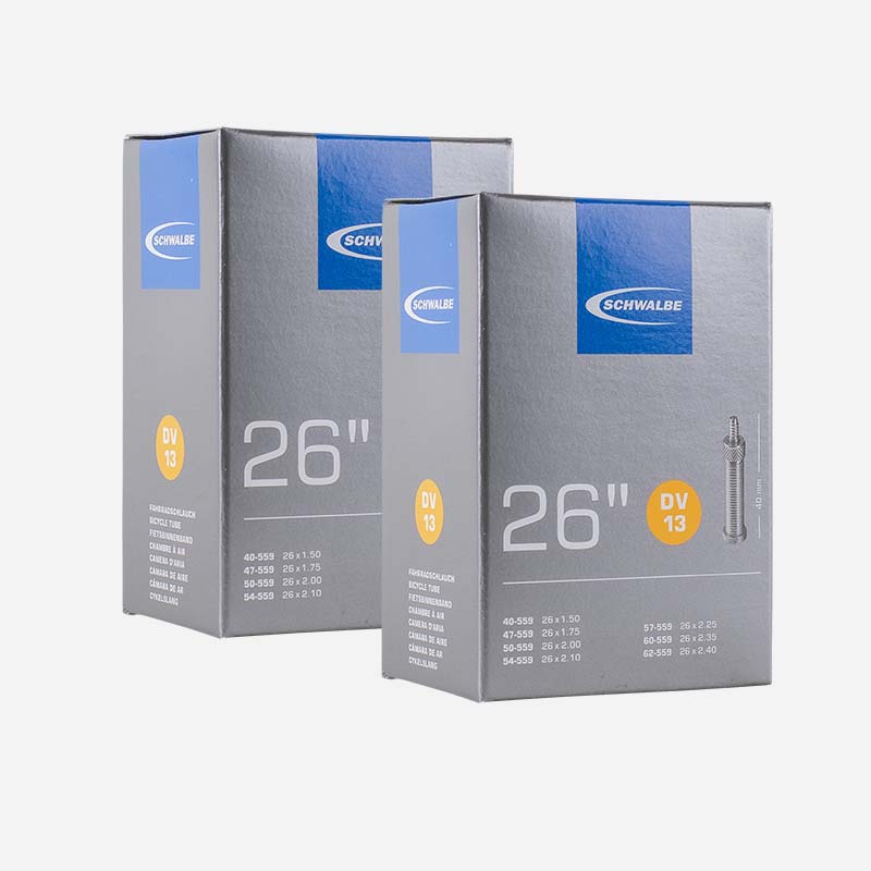 2x SCHWALBE Fahrradschlauch 26 Zoll DV13 40/62-559 Blitzventil