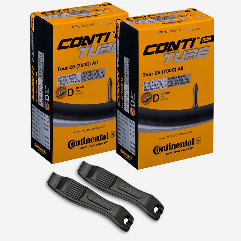 2x CONTINENTAL Touren Schlauch 28 Zoll | 32/47-622/635 Blitzventil 40mm m/o Reifenheber