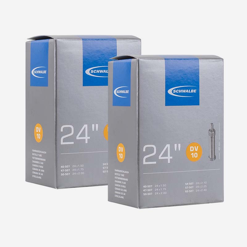 2x SCHWALBE Schlauch 24 Zoll DV10 40/62-507 Blitzventil
