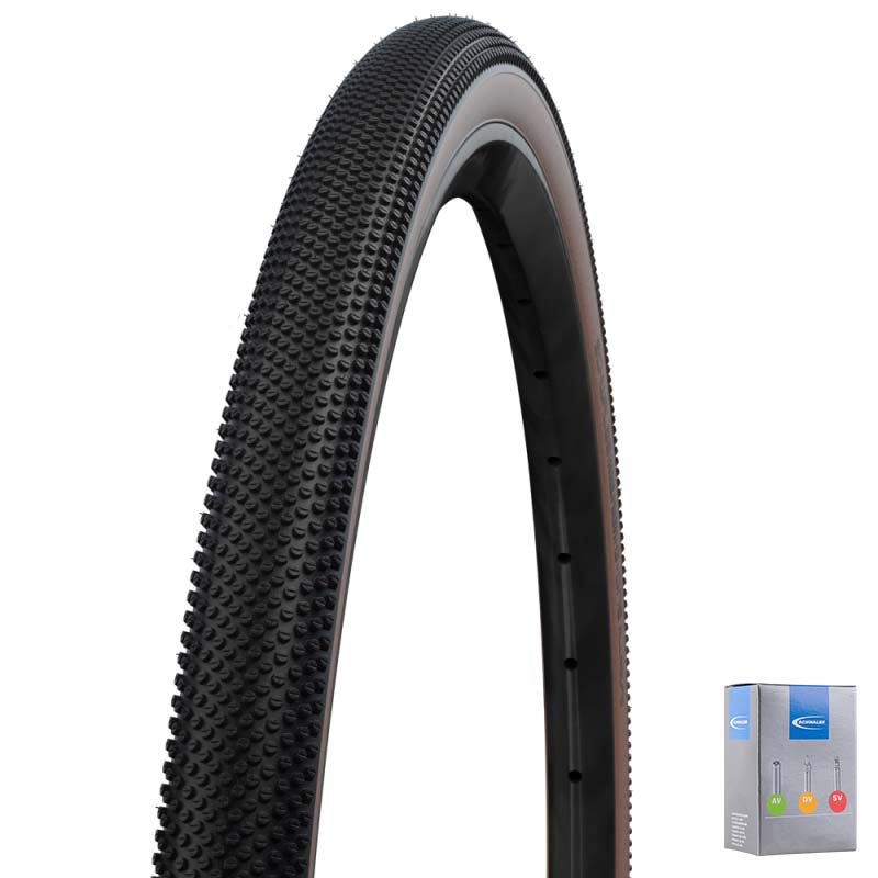 SCHWALBE MTB Race Reifen 29x2.25 | 57-622 HS473 G-One Allround schwarz/bronze mit SV Schlauch