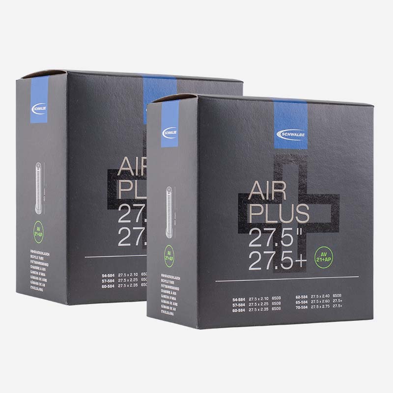 2x SCHWALBE MTB & SUV Schlauch Air Plus AV21+AP 27,5 Plus Zoll 54/70-584 Autoventil 