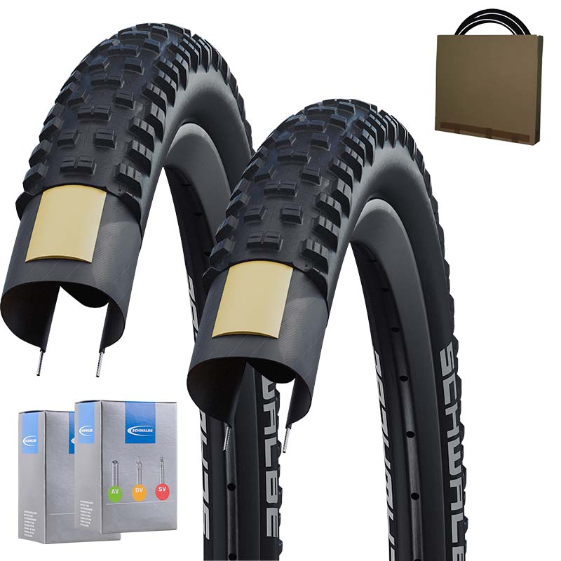 2x SCHWALBE MTB Reifen Tough Tom 27.5x2.80 | 70-584 HS463 schwarz mit SV Schlauch