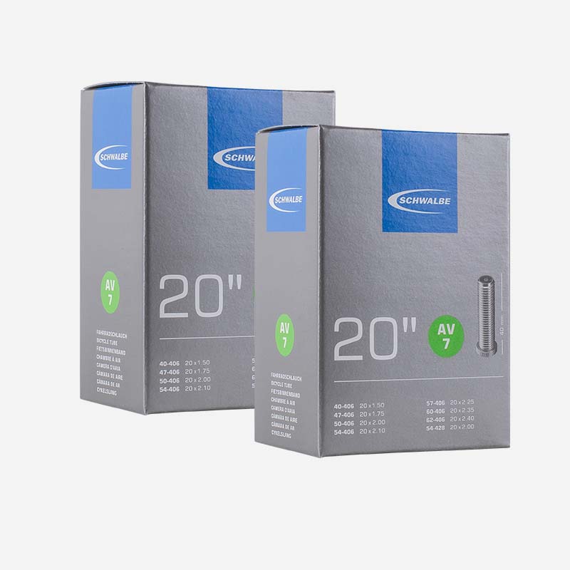 2x SCHWALBE Fahrradschlauch 20 Zoll AV7 40/62-406 Autoventil 