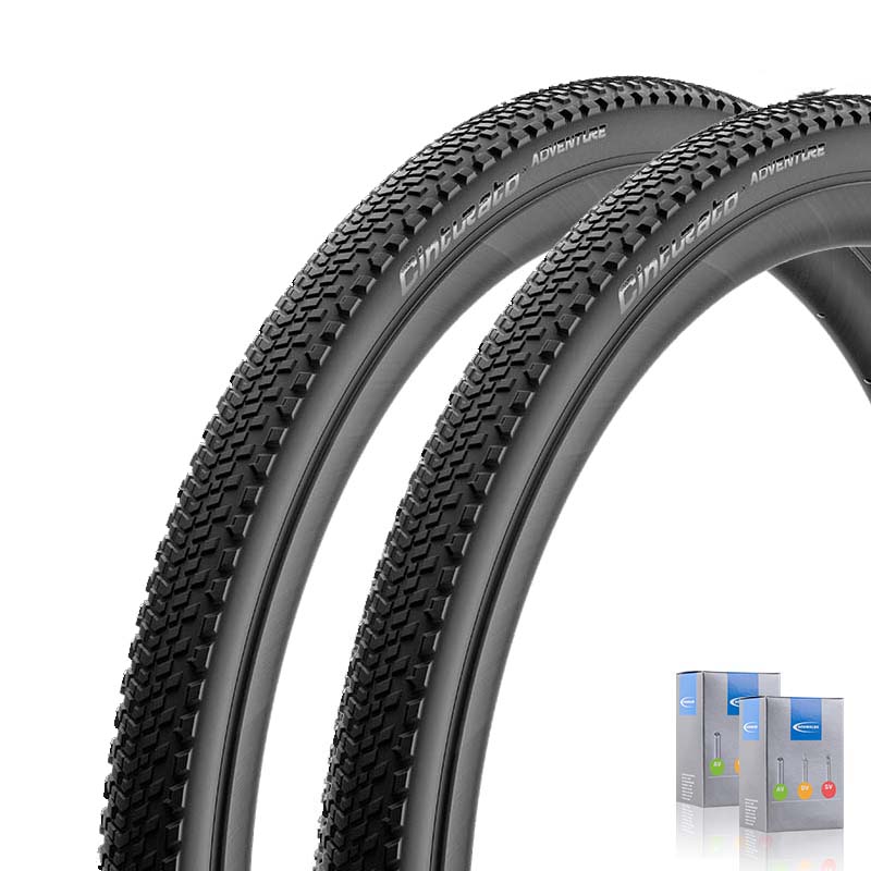 2x PIRELLI Gravel Reifen 28 Zoll Cinturato Adventure Classic schwarz | Schlauch wählbar