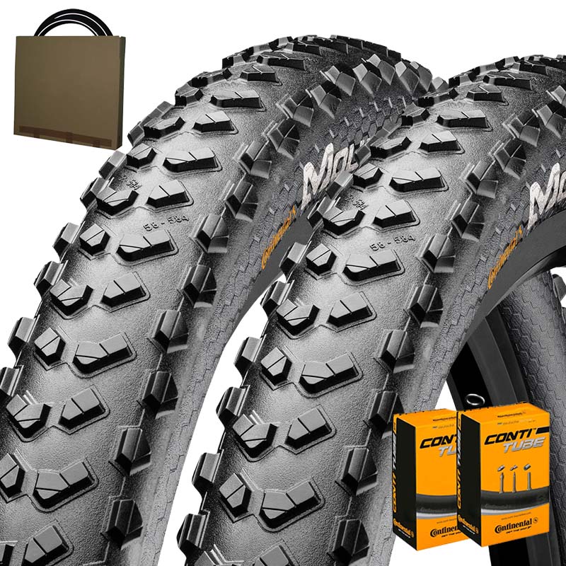 2x CONTINENTAL MTB Reifen Draht 26x2.30 | 58-559 Mountain King II schwarz mit AV Schlauch