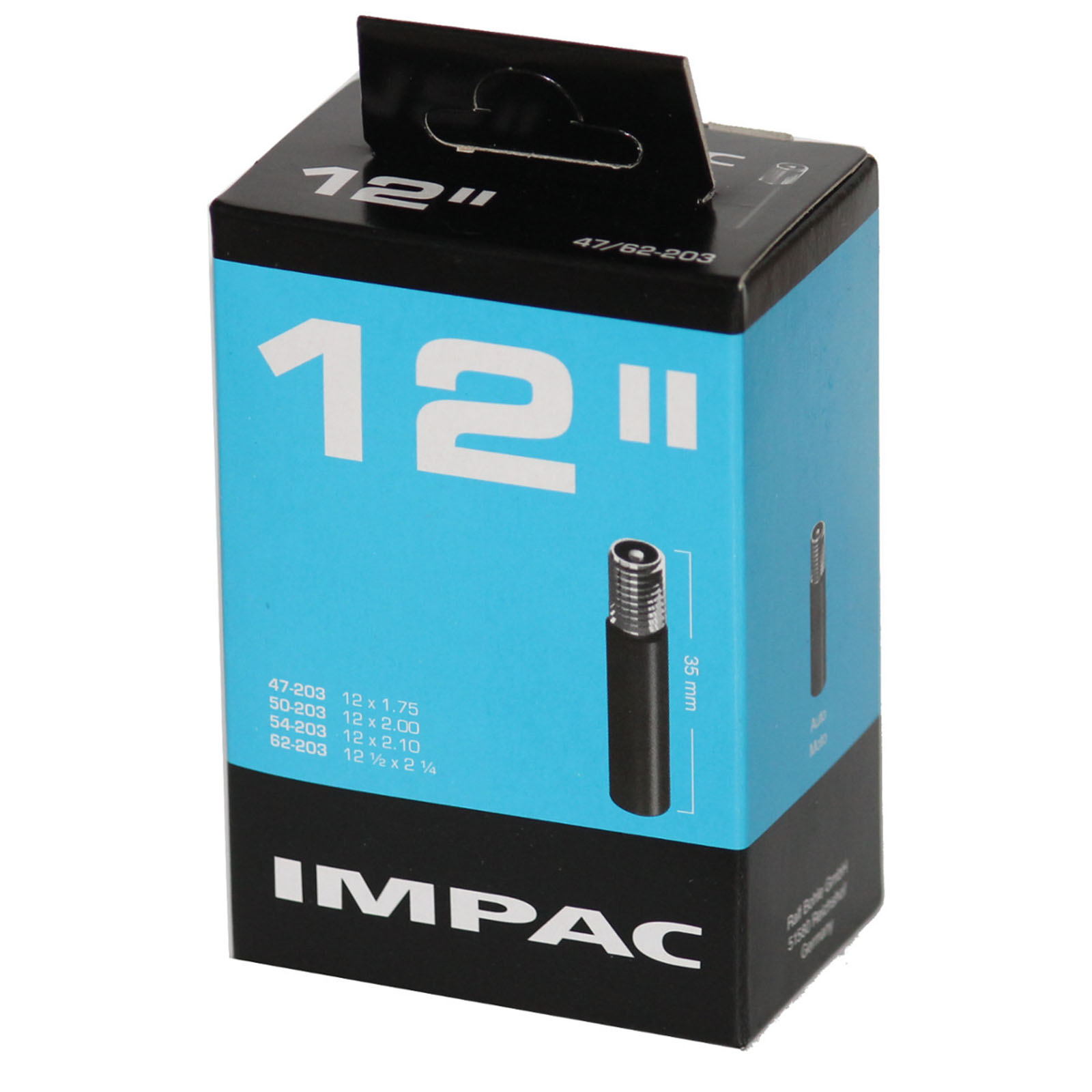 IMPAC Fahrradschlauch 12 Zoll 47/62-203 Autoventil 35mm