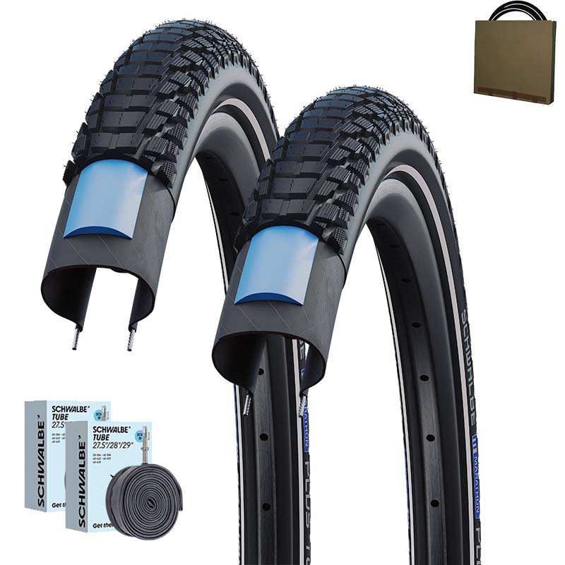 2x SCHWALBE Marathon Plus Tour Reifen 28x2.15 | 55-622 HS619 Reflex Unplattbar mit Clik Valve Schlauch 