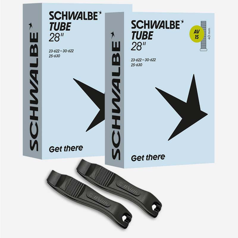 2x SCHWALBE Schlauch AV15 28 Zoll | 18/28-622/630 Autoventil m/o Reifenheber
