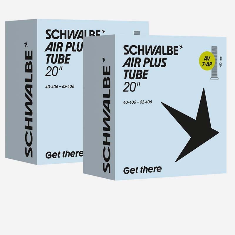 2x SCHWALBE Schlauch 20 Zoll | 40/62-406Air Plus AV7AP Autoventil Pannenschutz 