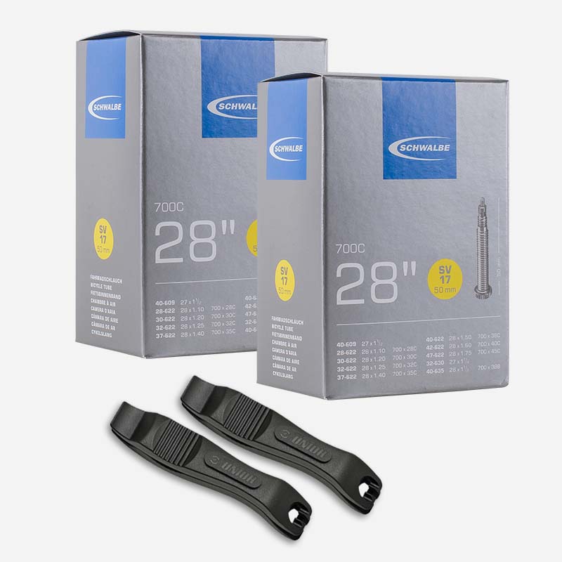 2x SCHWALBE Schlauch 28 Zoll SV17 28/47-622/635 Sclaverand 50mm m/o Reifenheber