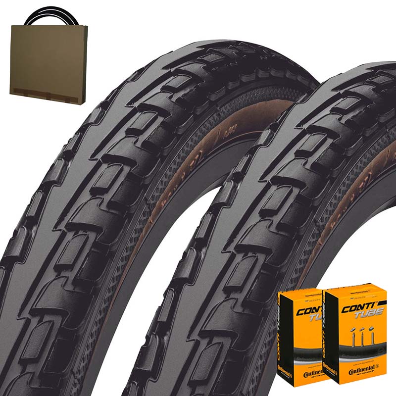 2x CONTINENTAL Trekking Reifen Ride Tour 28x1.75 | 47-622 schwarz braun mit SV Schlauch