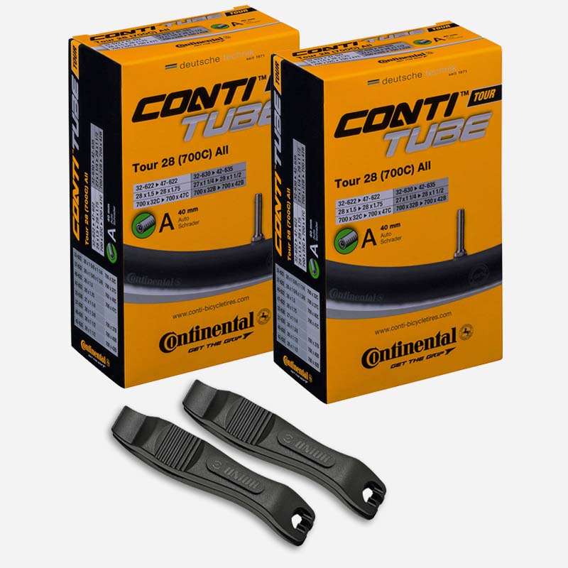 2x CONTINENTAL Touren Schlauch 28 Zoll | 32/47-622/635 Autoventil 40mm m/o Reifenheber