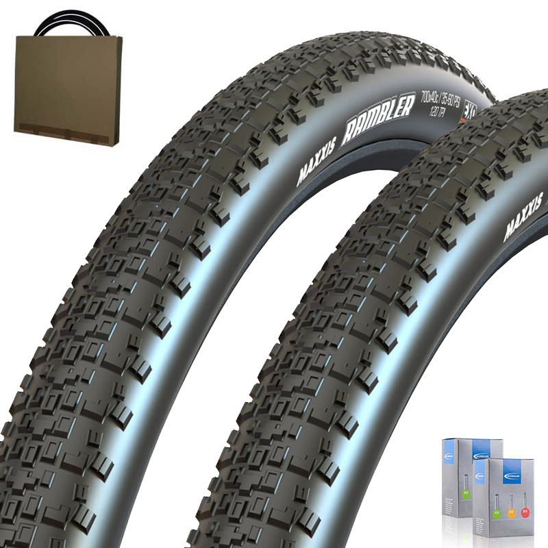 2x MAXXIS Gravelbike Reifen 28x1.50 | 40-622 Rambler EXO Draht schwarz mit SV Schlauch 50mm
