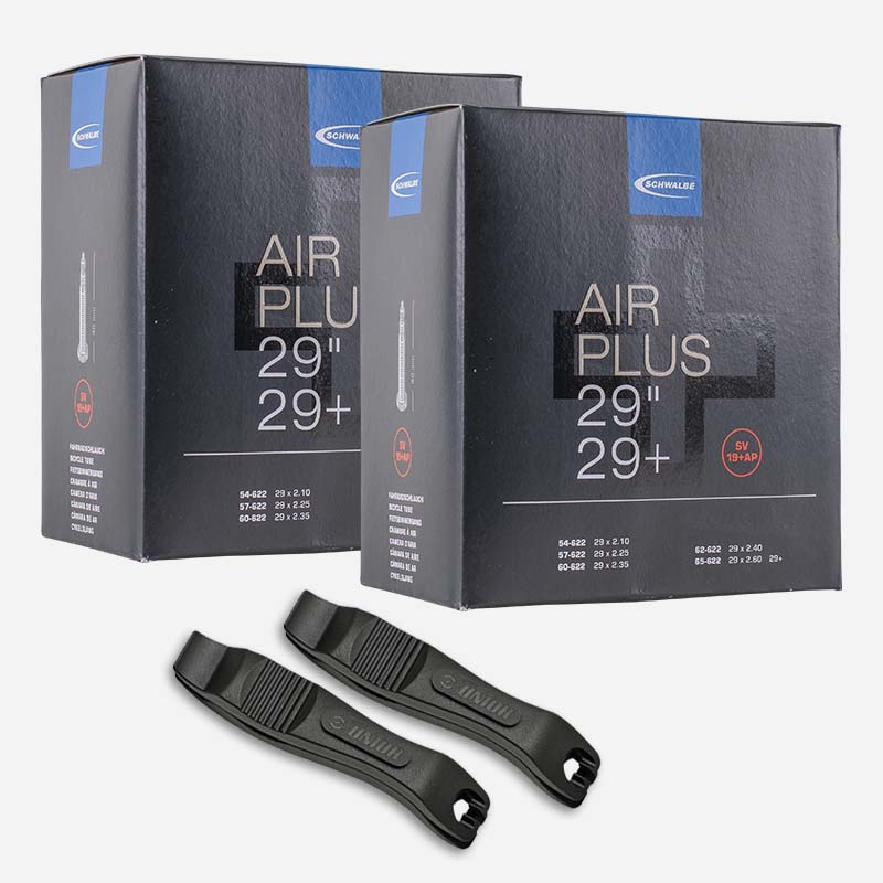 2x SCHWALBE MTB & SUV Schlauch Air Plus SV19+ AP 29 Plus Zoll 54/65-622 Sclaverand mit Reifenheber
