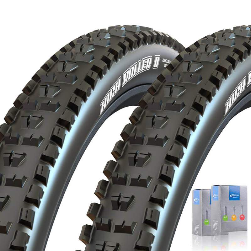 2x MAXXIS MTB Reifen FALT Highroller II 27.5x2.40 | 61-584 schwarz MaxxPro EXO mit SV Schlauch