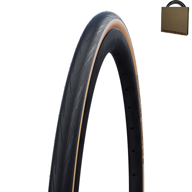 SCHWALBE Rennrad Reifen Lugano II 25-622 | 700x25C HS471 schwarz Seitenwand bronze | Schlauch wählbar