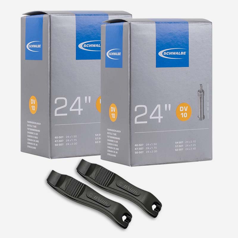 2x SCHWALBE Schlauch 24 Zoll | 40/62-507 DV10 Blitzventil mit Reifenheber