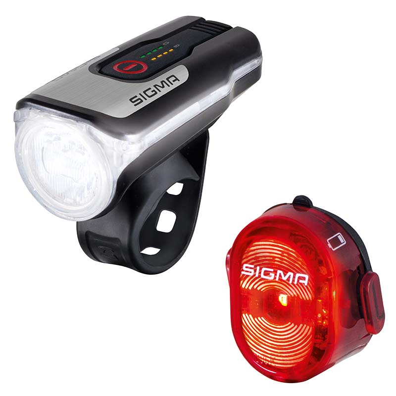 Sigma LED Akku Beleuchtungsset Frontlicht Aura 80 Lux + Rücklicht Nugget II