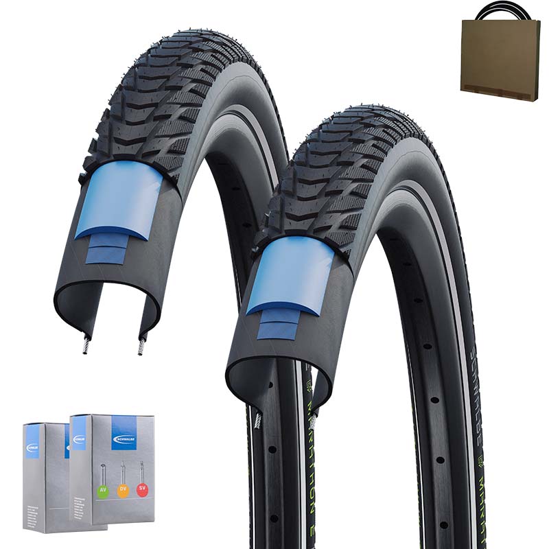 2x SCHWALBE E-Bike Reifen Marathon E-Plus 29x2.15 | 55-622 HS498 Unplattbar Reflex mit SV Schlauch