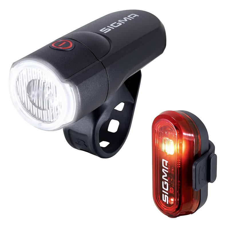 Sigma LED Batterie Beleuchtungsset Frontlicht Aura 30 Lux + Rücklicht Curve