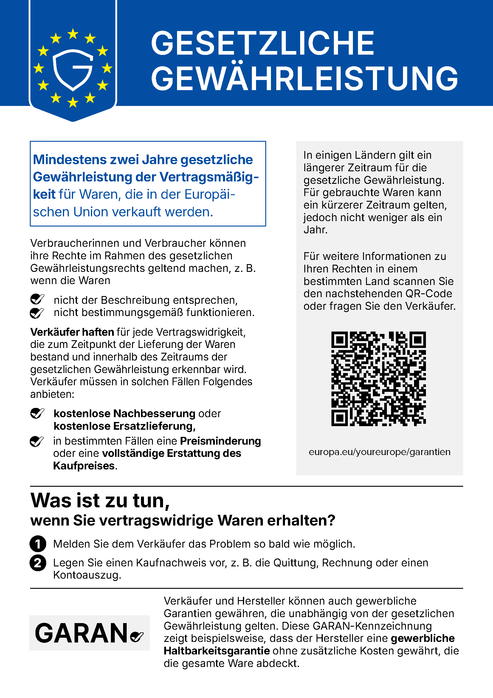 Gesetzliche EU-Gewährleistung