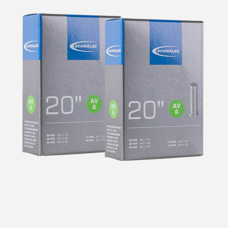 2x SCHWALBE Schlauch AV6 20 Zoll | 28/40-406 Autoventil 40mm 