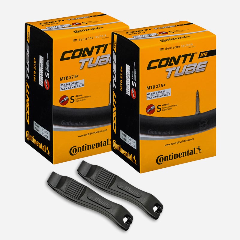 2x CONTINENTAL MTB Schlauch 27.5 Zoll Plus | 65/70-584 Sclaverand 40mm mit Reifenheber