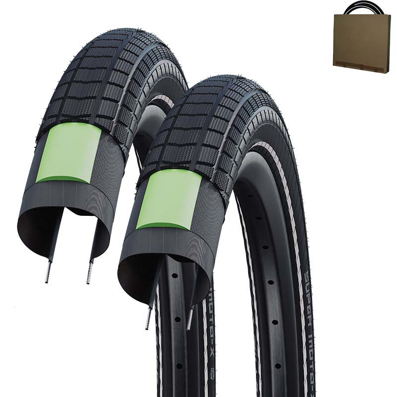 2x SCHWALBE Fatbike Reifen Super Moto-X 20x4.00 | 100-406 HS439 Pannenschutz Reflex