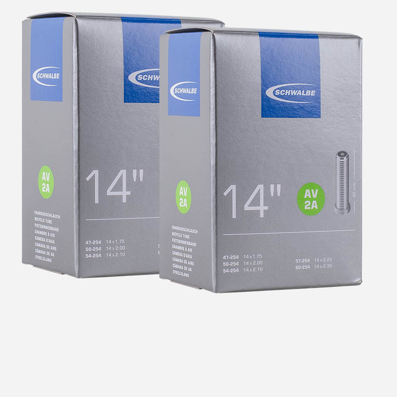 2x SCHWALBE Fahrradschlauch 14 Zoll AV2A 47/60-254 Autoventil 