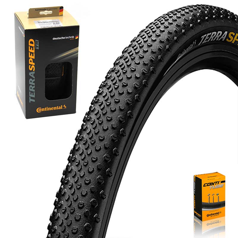 CONTINENTAL Gravelbike Reifen faltbar 28x1.35 | 35-622 Terra Speed ProTection BlackChili schwarz mit AV Schlauch