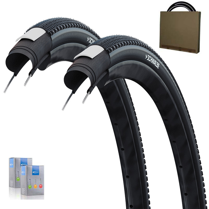 2x SCHWALBE Gravelbike Reifen 28x2.00 | 50-622 G-One Comp Plus Draht Pannenschutz schwarz/Relfex mit SV Schlauch