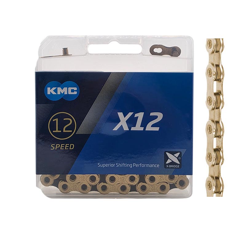 KMC Fahrradkette 12-Fach X12 126 Glieder gold Kettenschloss